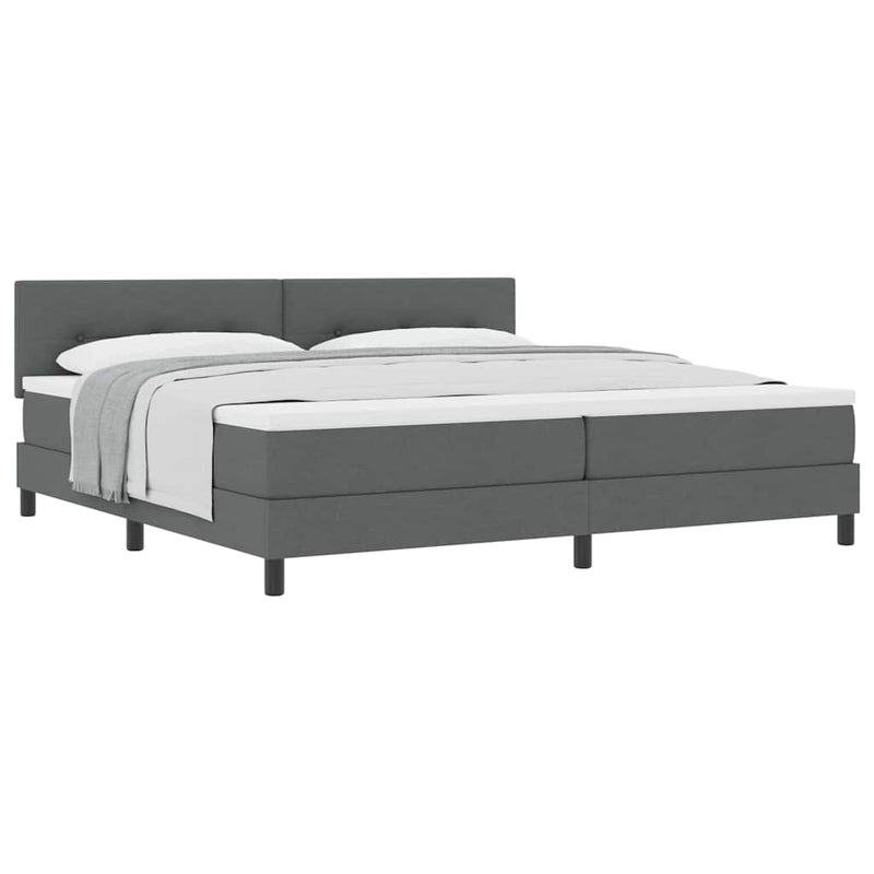vidaXL Boxspring ágy matraccal Sötétszürke 200 x 200 cm szövet