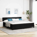vidaXL Boxrugós ágy fejtámlával Fekete 200 x 200 cm szövet