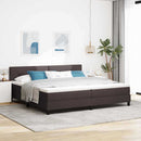 vidaXL Boxrugós ágy fejtámlával Sötét Barna 200 x 200 cm szövet