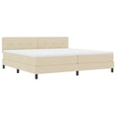 vidaXL Boxrugós ágy fejtámlával Krém 200 x 200 cm szövet