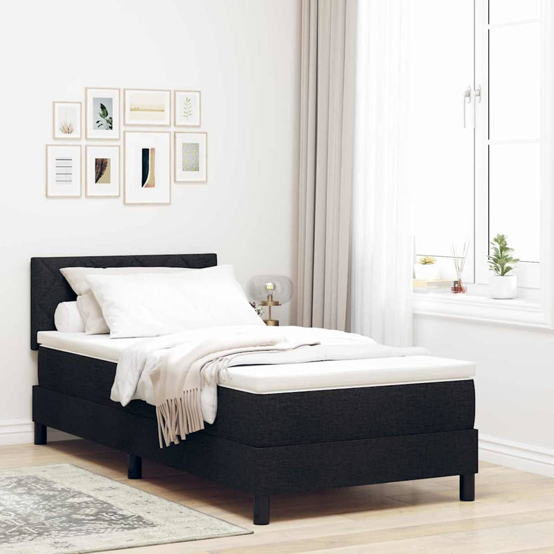 vidaXL Boxspring ágy matraccal matracmal Fekete 90 x 190 cm szövet