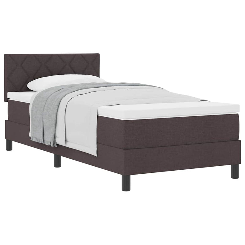 vidaXL Boxspring ágy matraccal matracmal sötétbarna 90 x 190 cm szövet