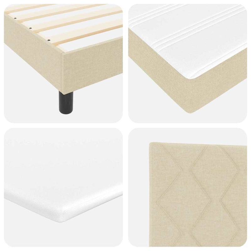 vidaXL Boxspring ágy matraccal matracmal Krém 90 x 190 cm szövet