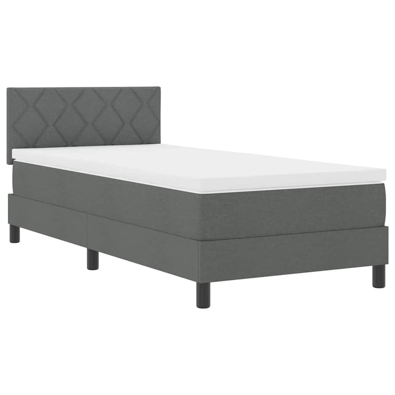 vidaXL Boxspring ágy matraccal Sötétszürke 90 x 200 cm szövet
