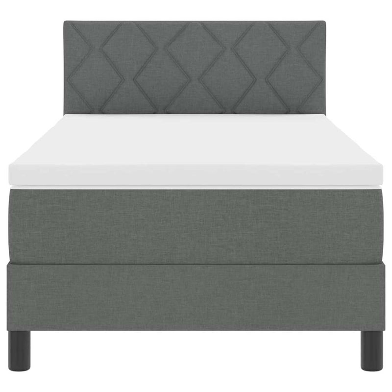 vidaXL Boxspring ágy matraccal Sötétszürke 90 x 200 cm szövet