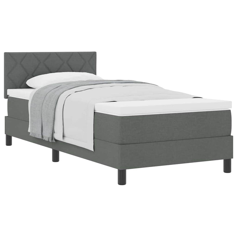 vidaXL Boxspring ágy matraccal Sötétszürke 90 x 200 cm szövet