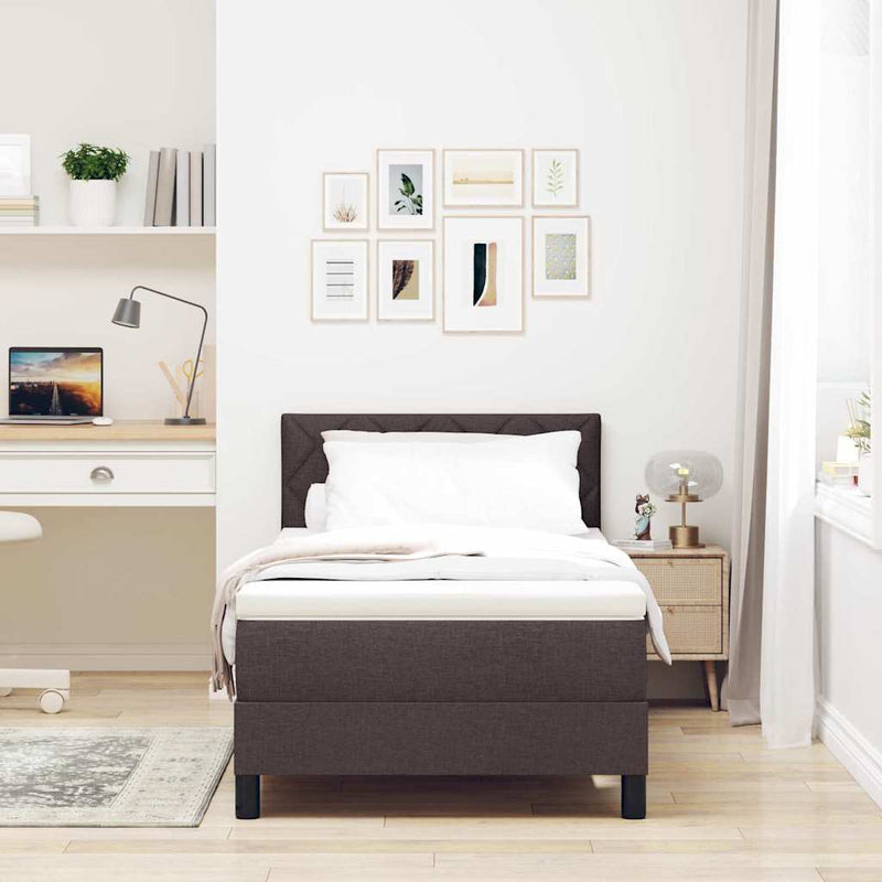 vidaXL Boxspring ágy matraccal Sötét Barna 100 x 200 cm szövet