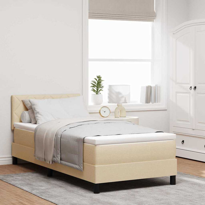vidaXL Boxspring ágy matraccal matracmal Krém 100 x 200 cm szövet