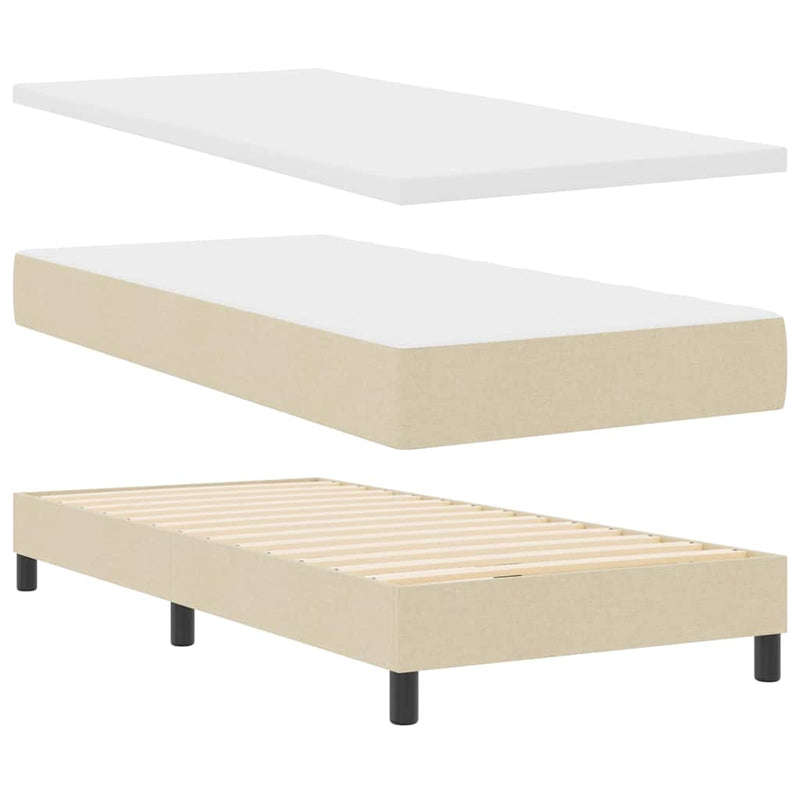 vidaXL Boxspring ágy matraccal matracmal Krém 100 x 200 cm szövet