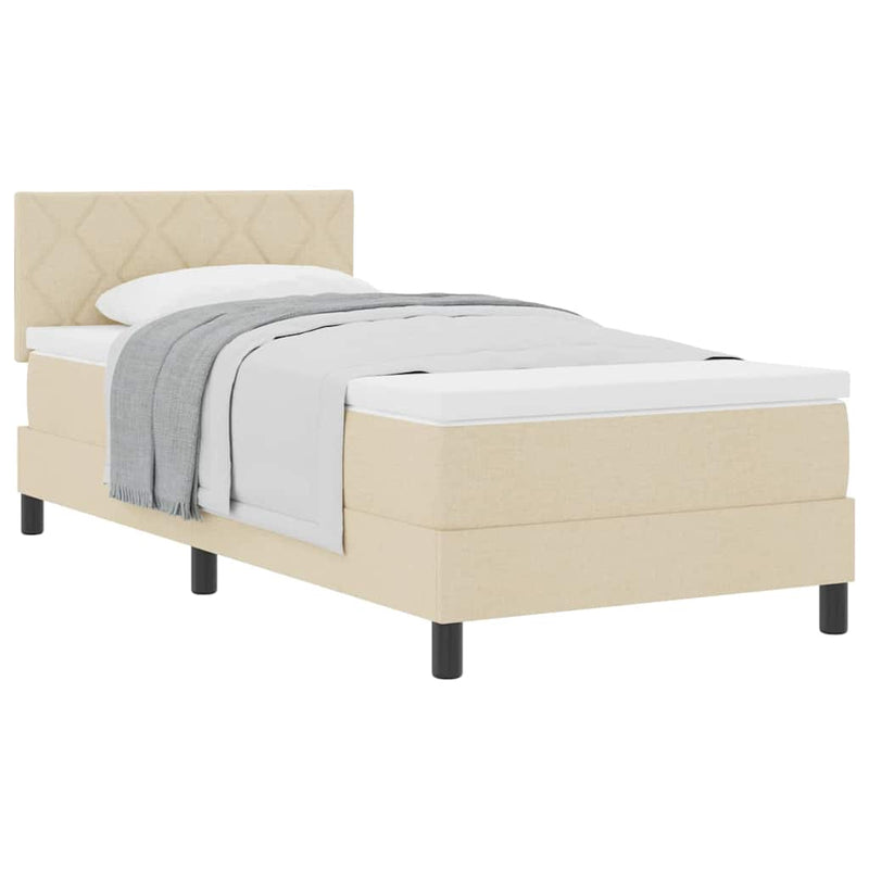 vidaXL Boxspring ágy matraccal matracmal Krém 100 x 200 cm szövet