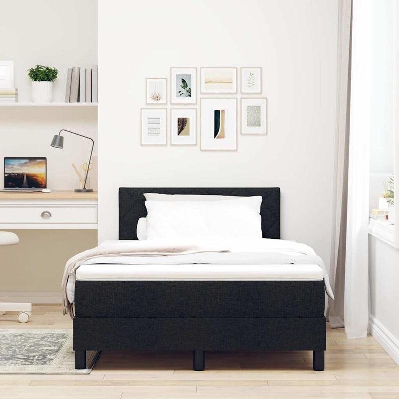 vidaXL Boxspring ágy matraccal matracmal Fekete 120 x 190 cm szövet