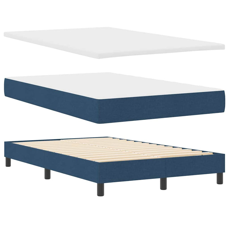 vidaXL Boxspring ágy matraccal matracmal Kék 120 x 190 cm szövet