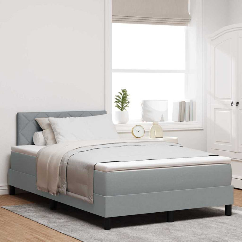 vidaXL Boxspring ágy matraccal Világosszürke 120 x 200 cm szövet