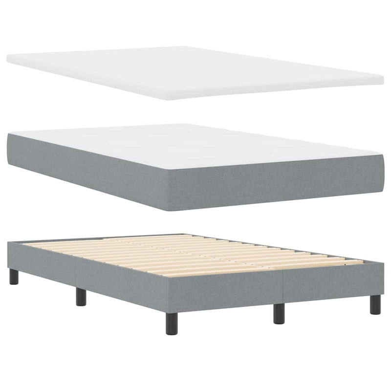 vidaXL Boxspring ágy matraccal Világosszürke 120 x 200 cm szövet