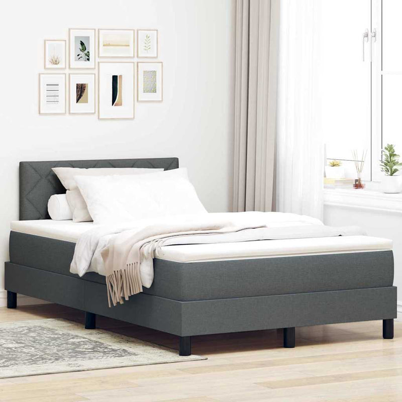 vidaXL Boxspring ágy matraccal Sötétszürke 120 x 200 cm szövet