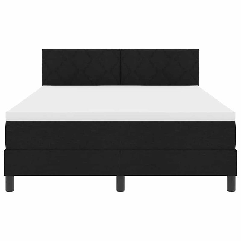 vidaXL Boxrugós ágy matracmal fejtámlával Fekete 140 x 190 cm szövet