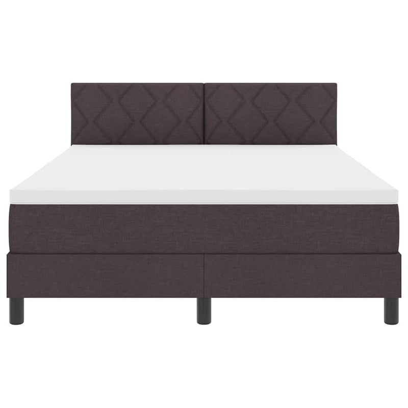 vidaXL Boxrugós ágy matracmal Sötét Barna 140 x 200 cm szövet
