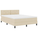 vidaXL Boxrugós ágy párnával fejtámlával Krém 160 x 200 cm szövet