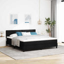 vidaXL Boxrugós ágy fejtámlával Fekete 180 x 200 cm szövet