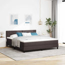 vidaXL Boxrugós ágy párnával Sötét Barna 180 x 200 cm szövet