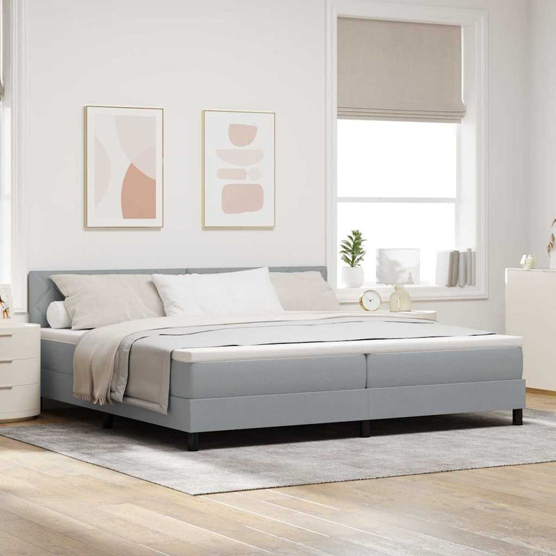 vidaXL Boxspring ágy matraccal Világosszürke 200 x 200 cm szövet