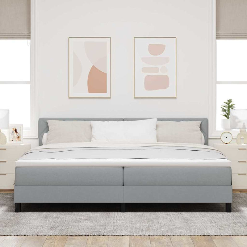 vidaXL Boxspring ágy matraccal Világosszürke 200 x 200 cm szövet