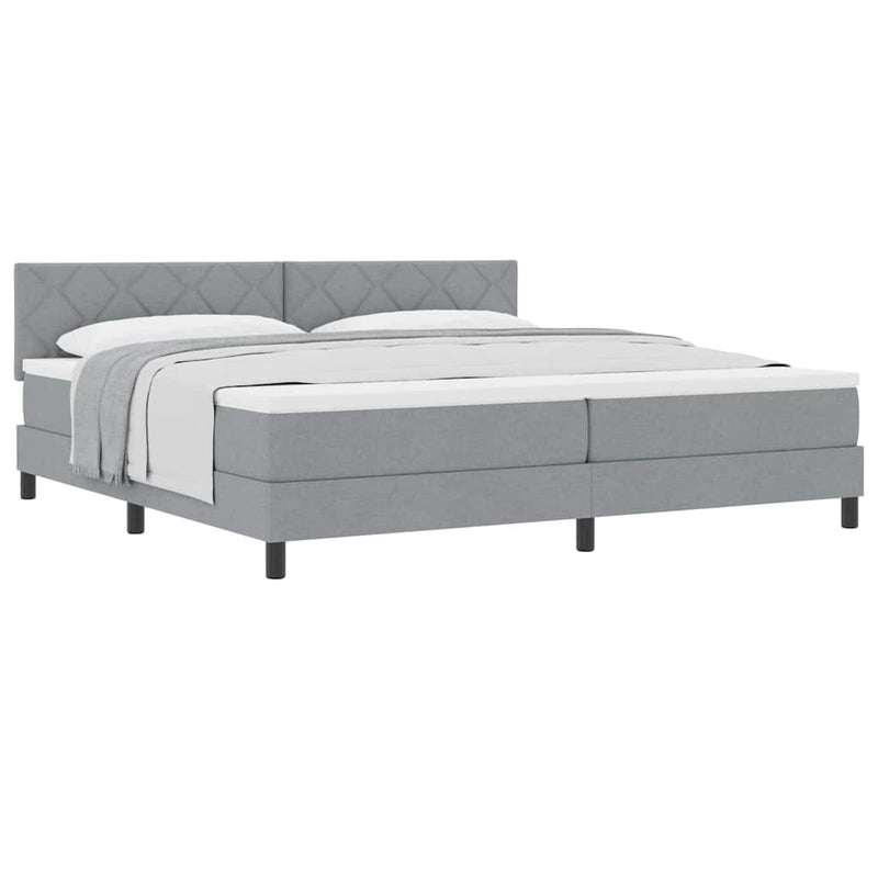 vidaXL Boxspring ágy matraccal Világosszürke 200 x 200 cm szövet