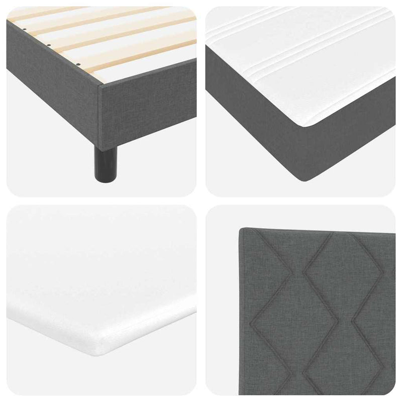 vidaXL Boxspring ágy matraccal Sötétszürke 200 x 200 cm szövet