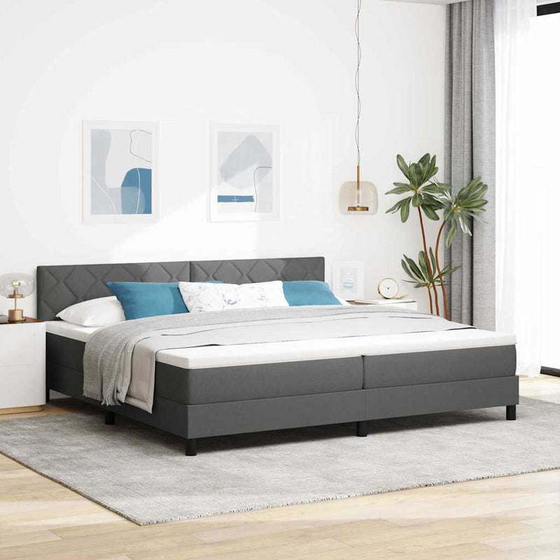 vidaXL Boxspring ágy matraccal Sötétszürke 200 x 200 cm szövet