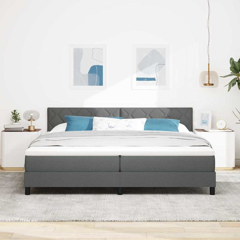 vidaXL Boxspring ágy matraccal Sötétszürke 200 x 200 cm szövet