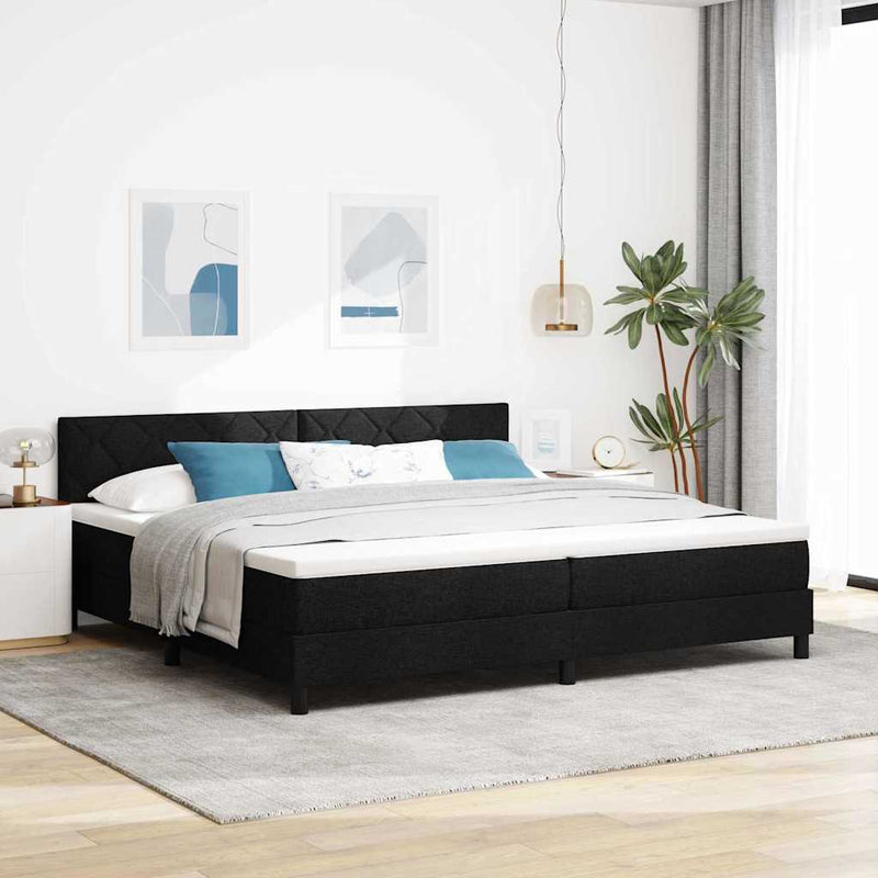 vidaXL Boxspring ágy matraccal matracmal Fekete 200 x 200 cm szövet