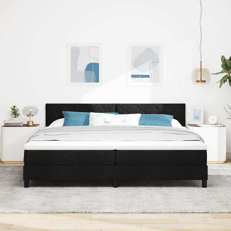 vidaXL Boxspring ágy matraccal matracmal Fekete 200 x 200 cm szövet