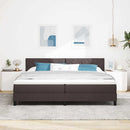 vidaXL Boxrugós ágy fejtámlával Sötét Barna 200 x 200 cm szövet
