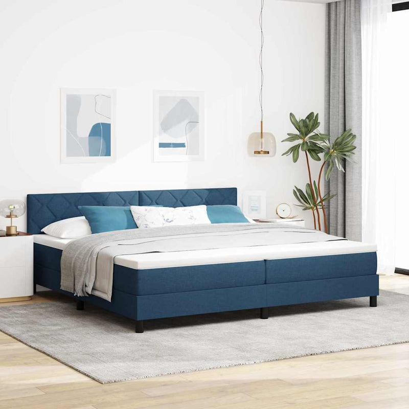 vidaXL Boxspring ágy matraccal matracmal Kék 200 x 200 cm szövet