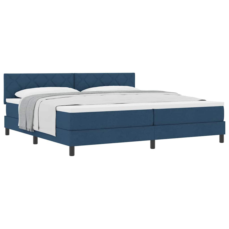 vidaXL Boxspring ágy matraccal matracmal Kék 200 x 200 cm szövet
