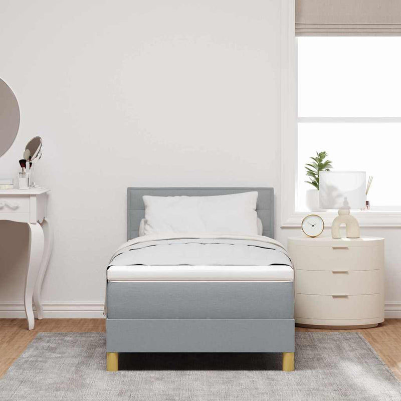 vidaXL Boxspring ágy matraccal Világosszürke 90 x 190 cm szövet