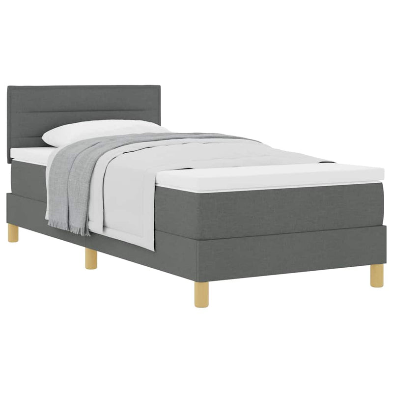 vidaXL Boxspring ágy matraccal Sötétszürke 90 x 200 cm szövet