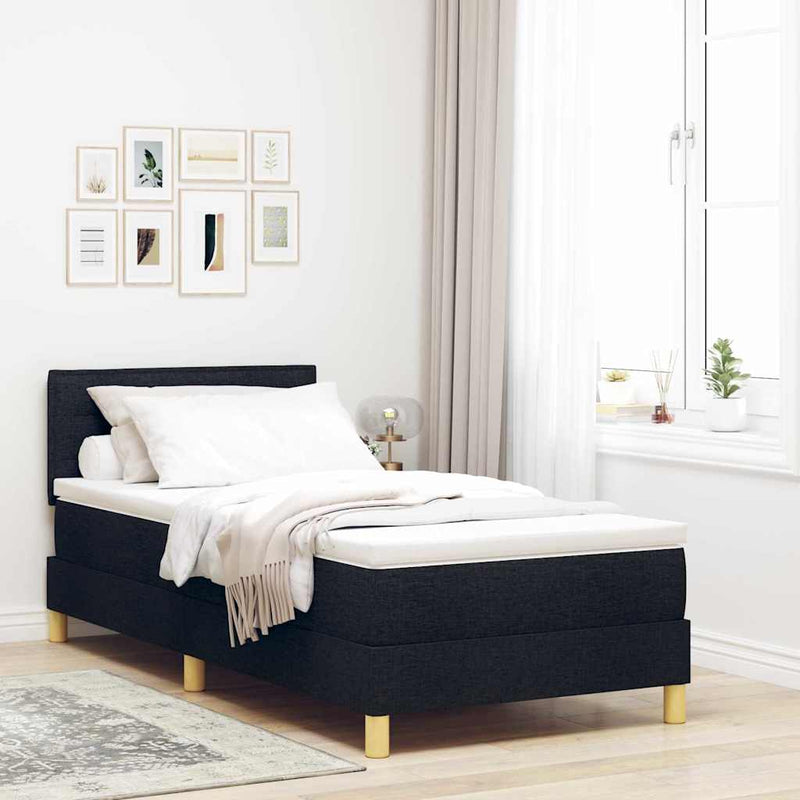 vidaXL Boxspring ágy matraccal matracmal Fekete 90 x 200 cm szövet