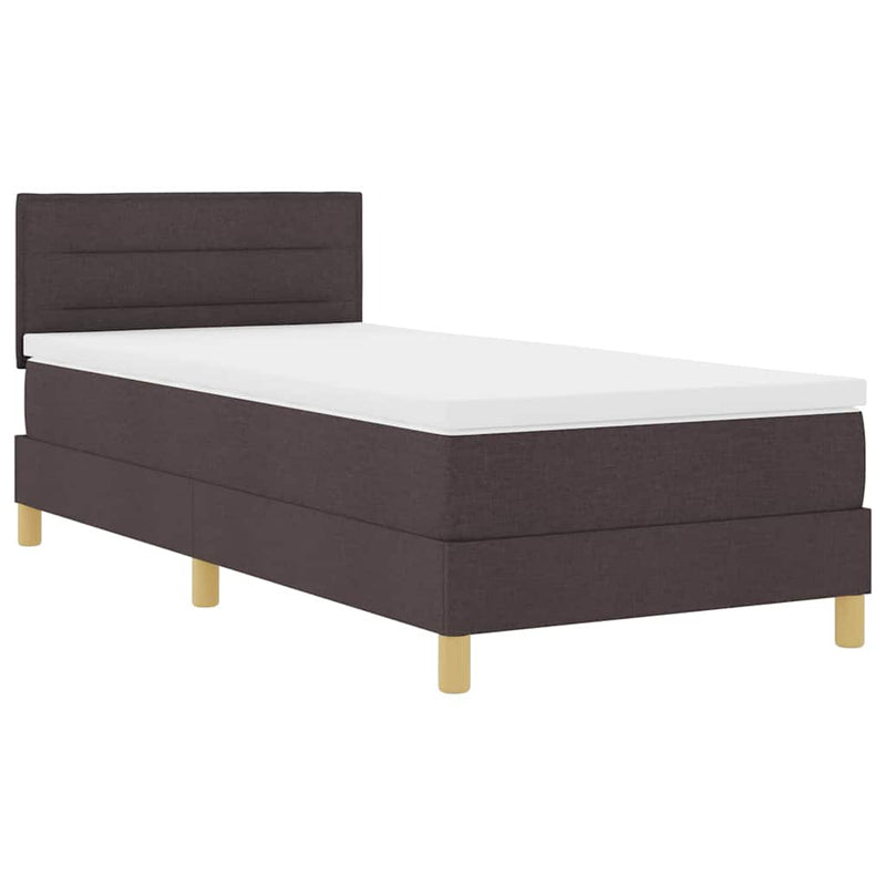 vidaXL Boxspring ágy matraccal matracmal sötétbarna 90 x 200 cm szövet