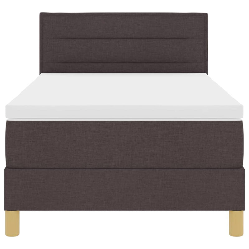 vidaXL Boxspring ágy matraccal matracmal sötétbarna 90 x 200 cm szövet