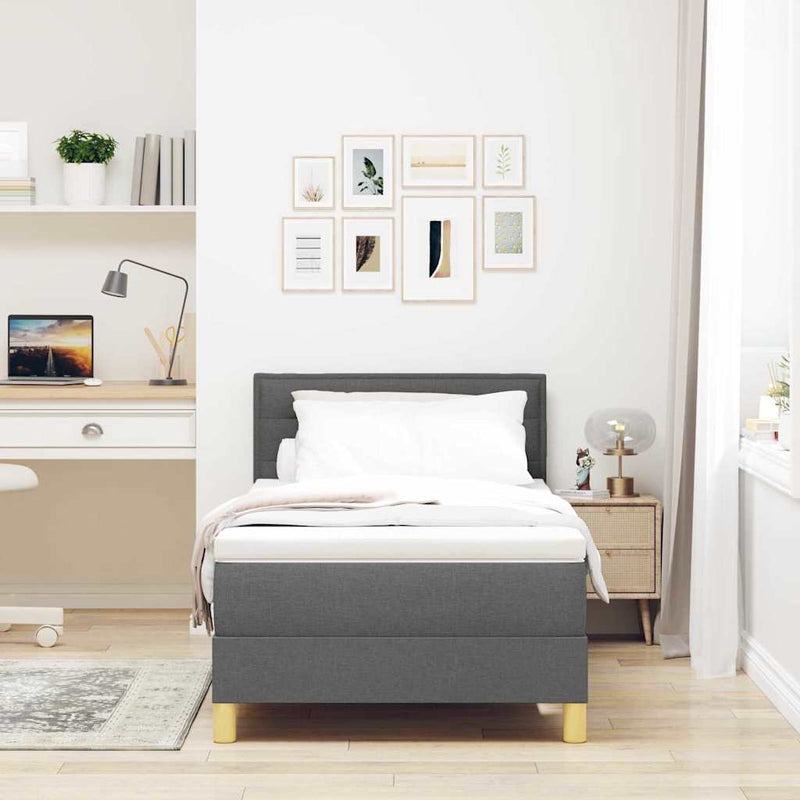 vidaXL Boxspring ágy matraccal Sötétszürke 100 x 200 cm szövet
