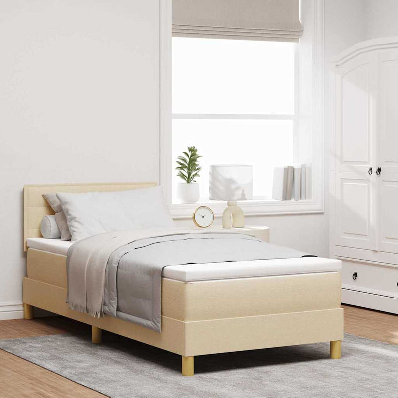 vidaXL Boxspring ágy matraccal matracmal Krém 100 x 200 cm szövet