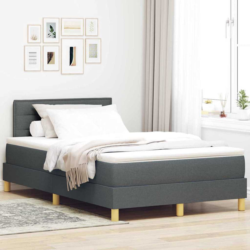 vidaXL Boxspring ágy matraccal Sötétszürke 120 x 190 cm szövet