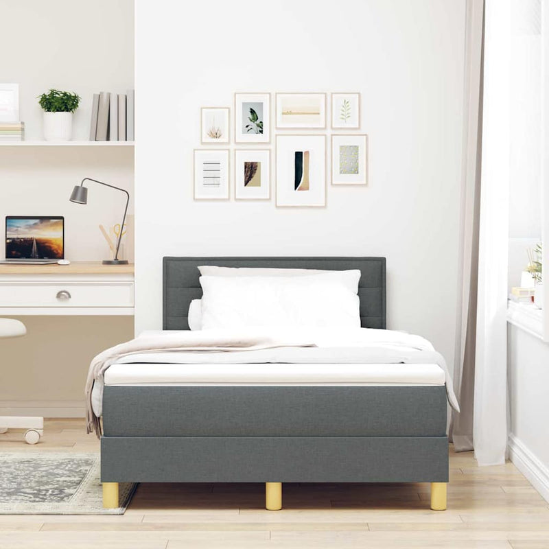 vidaXL Boxspring ágy matraccal Sötétszürke 120 x 200 cm szövet