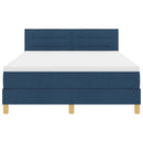 vidaXL Boxrugós ágy párnával fejtámlával Kék 140 x 190 cm szövet