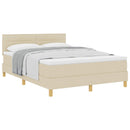vidaXL Boxrugós ágy párnával fejtámlával Krém 160 x 200 cm szövet