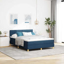 vidaXL Boxrugós ágy párnával fejtámlával Kék 160 x 200 cm szövet