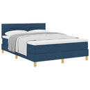 vidaXL Boxrugós ágy párnával fejtámlával Kék 160 x 200 cm szövet