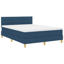 vidaXL Boxrugós ágy párnával fejtámlával Kék 160 x 200 cm szövet