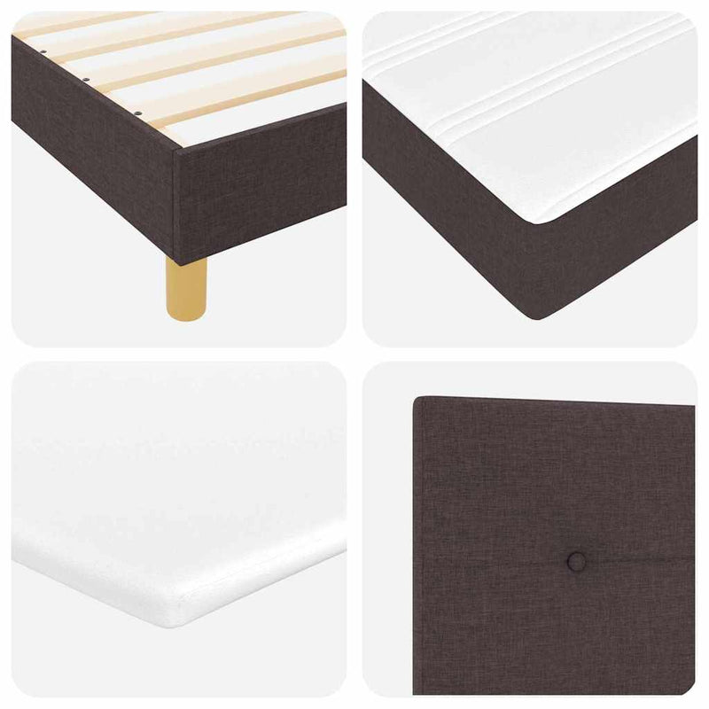 vidaXL Boxspring ágy matraccal matracmal sötétbarna 80 x 200 cm szövet